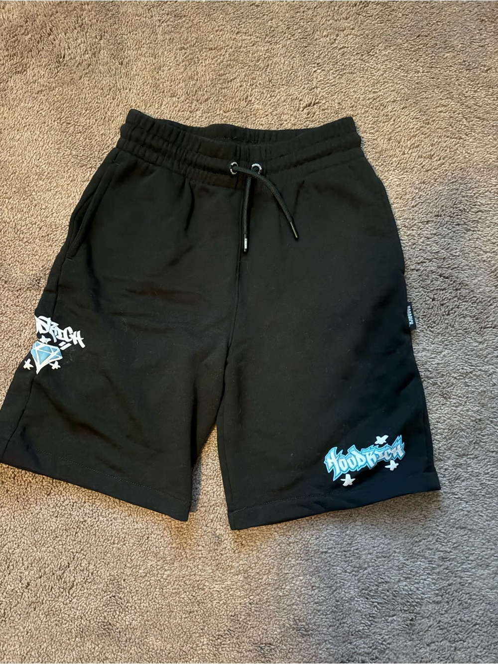 Black Graphic Boy’s Drawstring Shorts